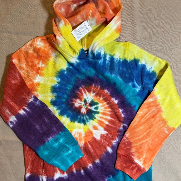 NWT Lands End Hoodie Kids size L (10-12) Multi color Sweatshirt tie dye - Picture 1 of 3
